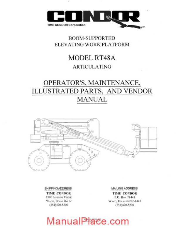 condor scissors lift rt48a 92258 parts book page 1