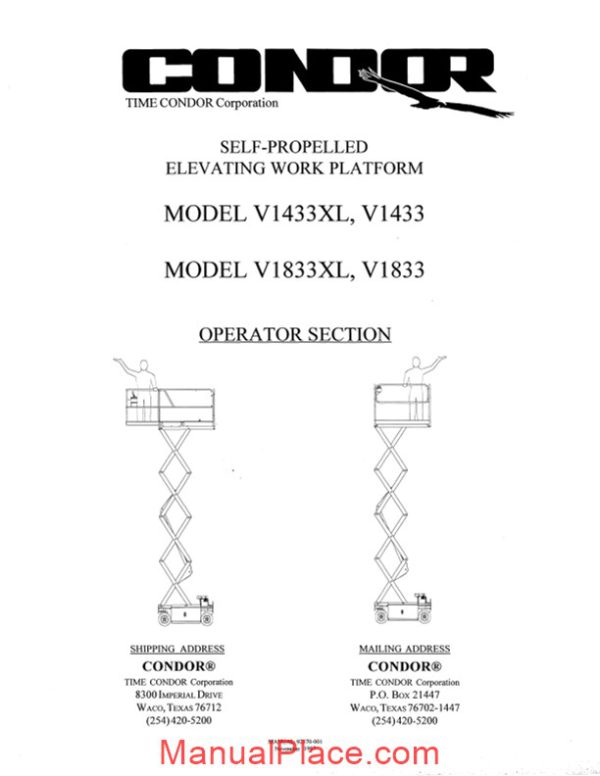 condor scissors lift v1433xl v1833xl parts book page 2