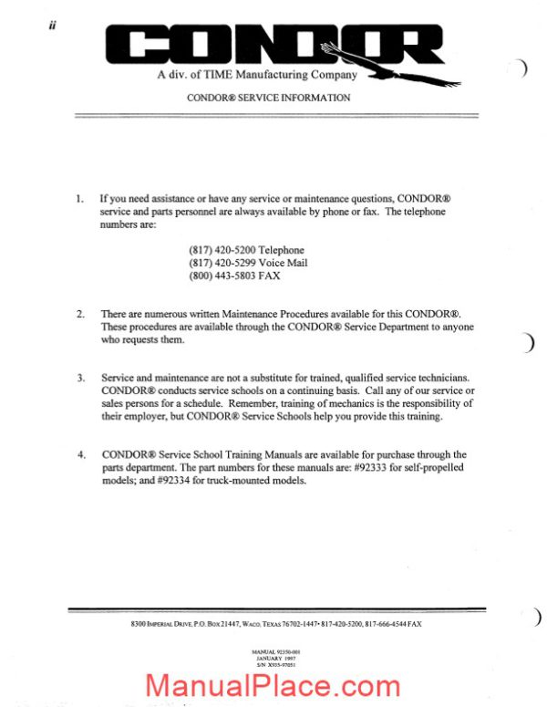 condor scissors lift v2033xl 92350 parts book page 3