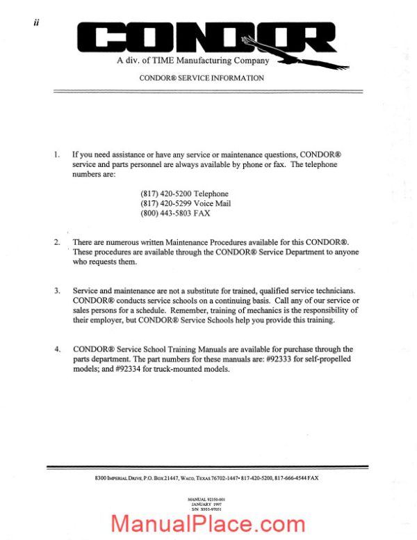 condor scissors lift v2033xl sn 97051 parts book page 4