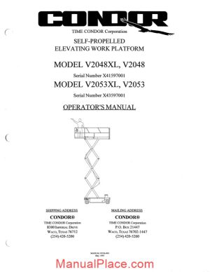 condor scissors lift v2048xl v2053xl 92356 parts book page 1