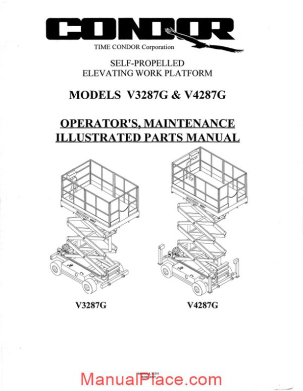 condor scissors lift v3287g v4287g 92355 parts book page 1