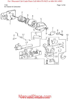 cub cadet parts manual for model 1100 page 1