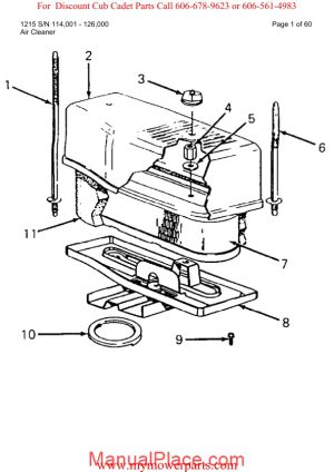 cub cadet parts manual for model 1215 sn 114001 126000 page 1