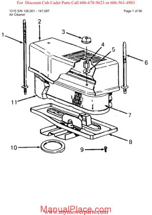 cub cadet parts manual for model 1215 sn 126001 147087 page 1