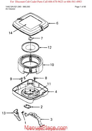 cub cadet parts manual for model 1440 sn 821060 880000 page 1