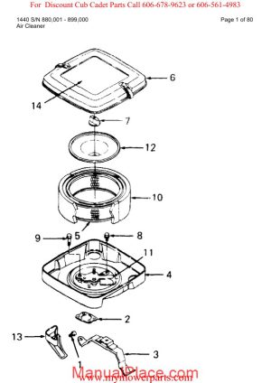 cub cadet parts manual for model 1440 sn 880001 899000 page 1