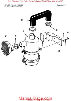 cub cadet parts manual for model 1572 sn 756300 799999 page 1