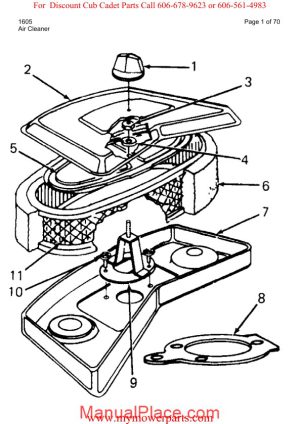 cub cadet parts manual for model 1605 page 1