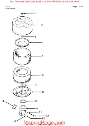 cub cadet parts manual for model 1615 page 1