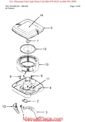 cub cadet parts manual for model 1641 sn 880001 899000 page 1