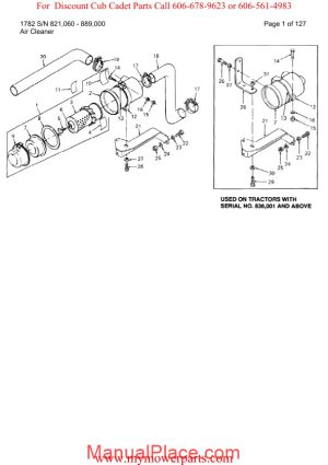 cub cadet parts manual for model 1782 sn 821060 889000 page 1