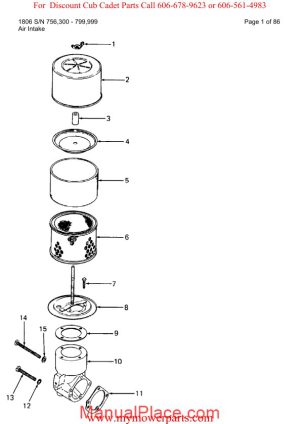 cub cadet parts manual for model 1806 sn 756300 799999 page 1