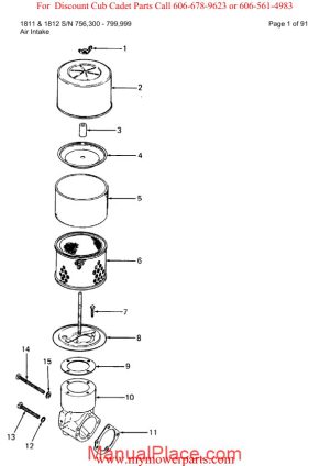 cub cadet parts manual for model 1811 and 1812 sn 756300 799999 page 1