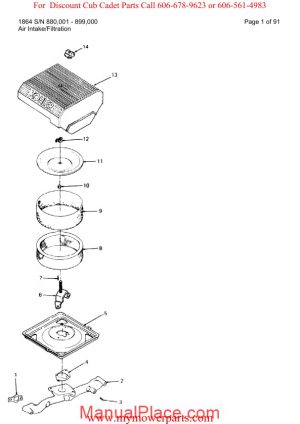 cub cadet parts manual for model 1864 sn 880001 899000 page 1