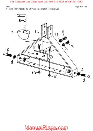 cub cadet parts manual for model 1912 page 1