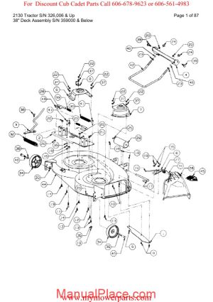 cub cadet parts manual for model 2130 tractor sn 326006 and up page 1