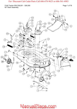 cub cadet parts manual for model 2140 tractor sn 239001 326005 page 1