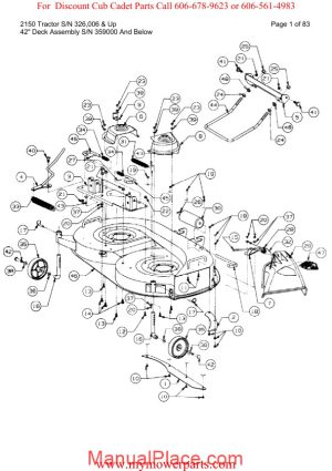 cub cadet parts manual for model 2150 tractor sn 326006 and up page 1