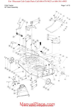 cub cadet parts manual for model 2164 tractor page 1