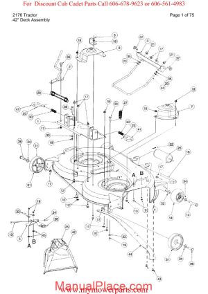 cub cadet parts manual for model 2176 tractor page 1