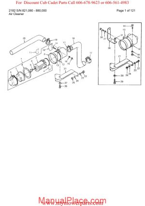 cub cadet parts manual for model 2182 sn 821060 880000 page 1