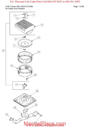 cub cadet parts manual for model 2185 tractor sn 1a031g and after page 1