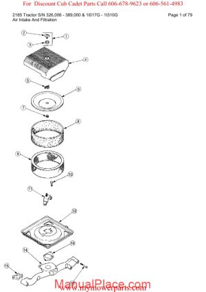 cub cadet parts manual for model 2185 tractor sn 326006 389000 and 1i017g 1i310g page 1