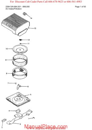 cub cadet parts manual for model 2284 sn 864501 899000 page 1