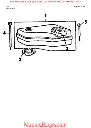 cub cadet parts manual for model 282 page 1