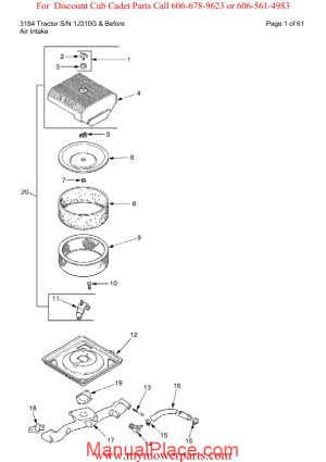 cub cadet parts manual for model 3184 tractor sn 1j310g and before page 1