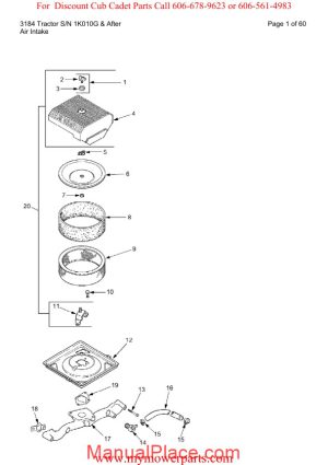 cub cadet parts manual for model 3184 tractor sn 1k010g and after page 1
