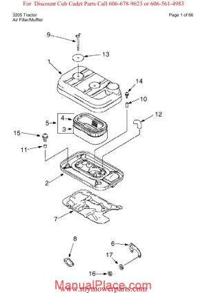 cub cadet parts manual for model 3205 tractor page 1