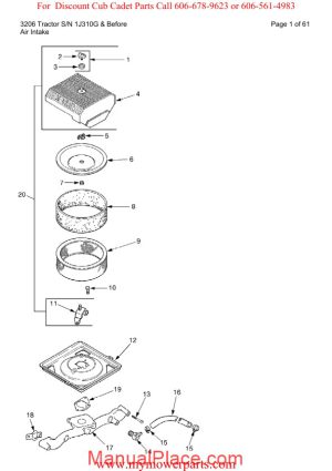 cub cadet parts manual for model 3206 tractor sn 1j310g and before page 1