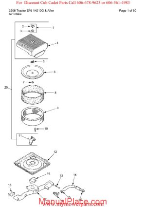 cub cadet parts manual for model 3206 tractor sn 1k010g and after page 1