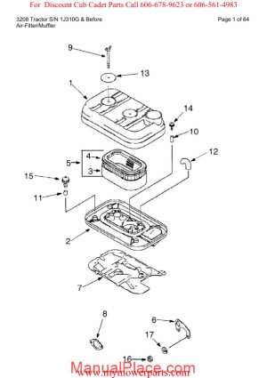 cub cadet parts manual for model 3208 tractor sn 1j310g and before page 1