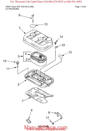 cub cadet parts manual for model 3208 tractor sn 1k010g and after page 1