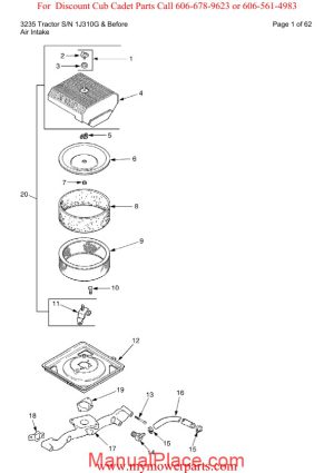 cub cadet parts manual for model 3235 tractor sn 1j310g and before page 1
