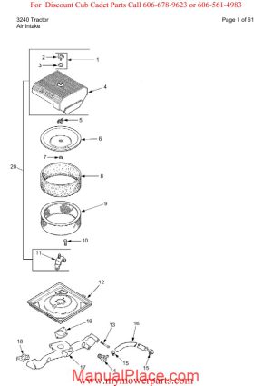 cub cadet parts manual for model 3240 tractor page 1