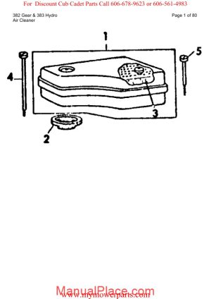 cub cadet parts manual for model 382 gear and 383 page 1