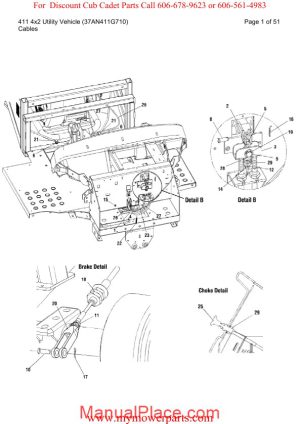 cub cadet parts manual for model 411 4x2 utility vehicle 37an411g710 page 1