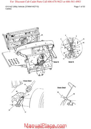 cub cadet parts manual for model 414 4x2 utility vehicle 37an414g710 page 1