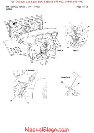 cub cadet parts manual for model 414 4x2 utility vehicle 37an414j710 page 1