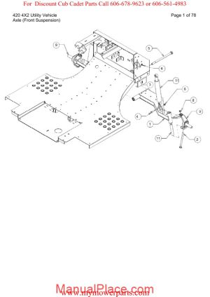 cub cadet parts manual for model 420 4x2 utility vehicle page 1