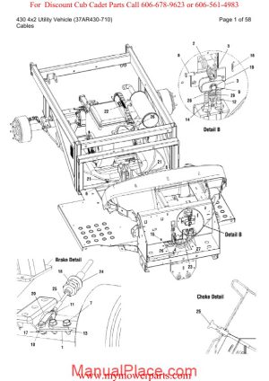 cub cadet parts manual for model 430 4x2 utility vehicle 37ar430 710 page 1