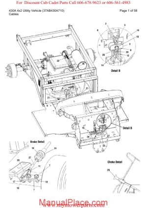 cub cadet parts manual for model 430a 4x2 utility vehicle 37ab430a710 page 1