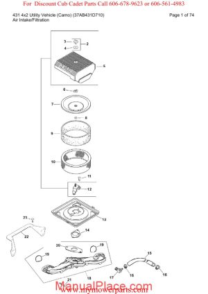 cub cadet parts manual for model 431 4x2 utility vehicle camo 37ab431d710 page 1