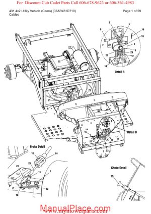 cub cadet parts manual for model 431 4x2 utility vehicle camo 37ar431d710 page 1