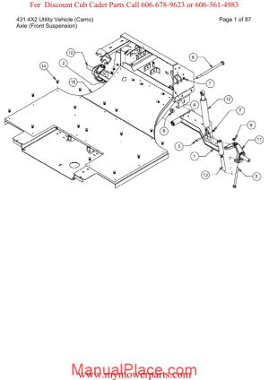 cub cadet parts manual for model 431 4x2 utility vehicle camo page 1