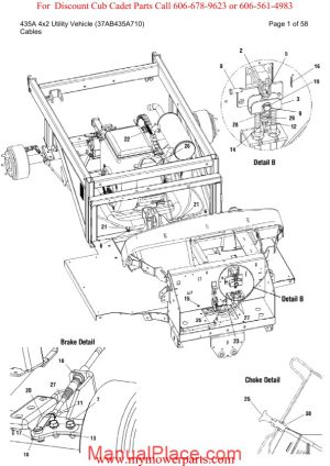 cub cadet parts manual for model 435a 4x2 utility vehicle 37ab435a710 page 1